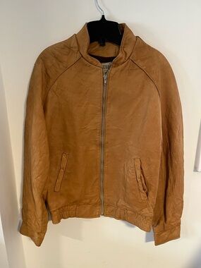 Women’s Vintage Classic Brown Leather Bomber Jacket Size S/M